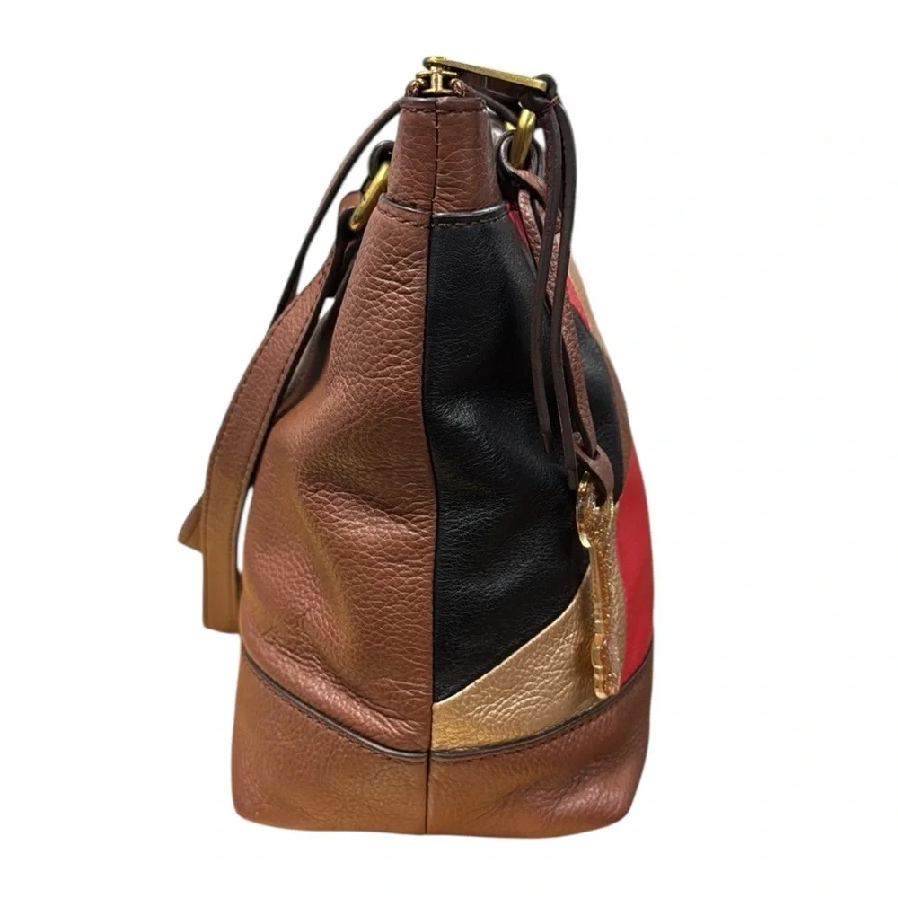 Fossil Gift Patchwork Leather Small Shopper Bag Tote Shoulder Purse 10